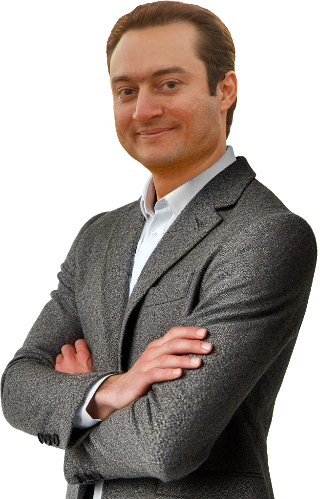 Portrait of Mahdi Baikmohammadlou, industrial engineer and Founder and CEO of AMWAJ